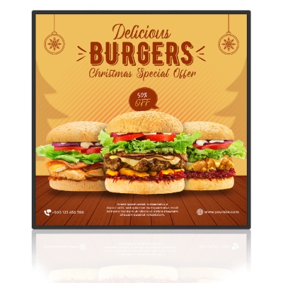 22&quot; 33.2&quot; Advertising Square Display LCD Wifi Android Wall Mounted Digital Advertising Interactive for Mall Retail Store Supermarket