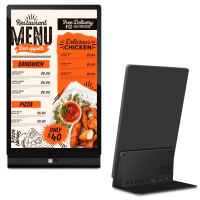 10.1&quot; Black L-Shape Digital Signage Display - Android 7.1, Touch Screen, IPS, Quad-Core CPU, WiFi, Bluetooth, Motion Sensor, Power Bank Compatible for