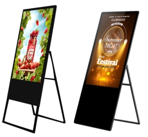 Floor-Standing LCD Touch Display (Android) Black Totem for Digital Signage in Malls, Retail Stores, Airports, and Restaurants