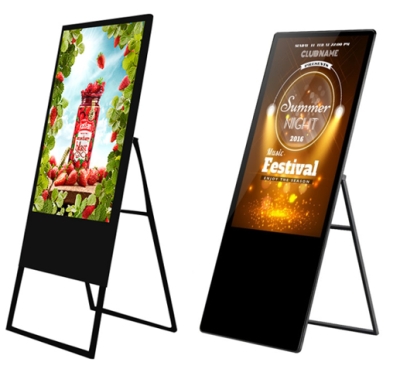 Floor-Standing LCD Touch Display (Android) Black Totem for Digital Signage in Malls, Retail Stores, Airports, and Restaurants